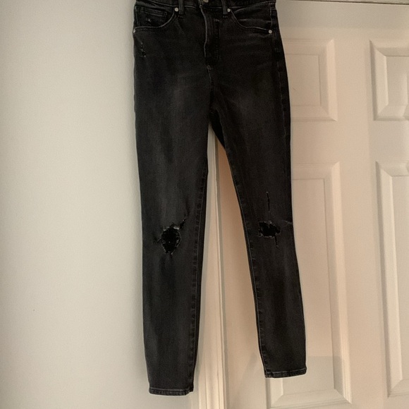 Express High Waisted Black Ripped Skinny Jeans - Picture 4 of 6